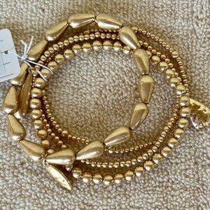 Brushed Gold Beaded Bracelet Set